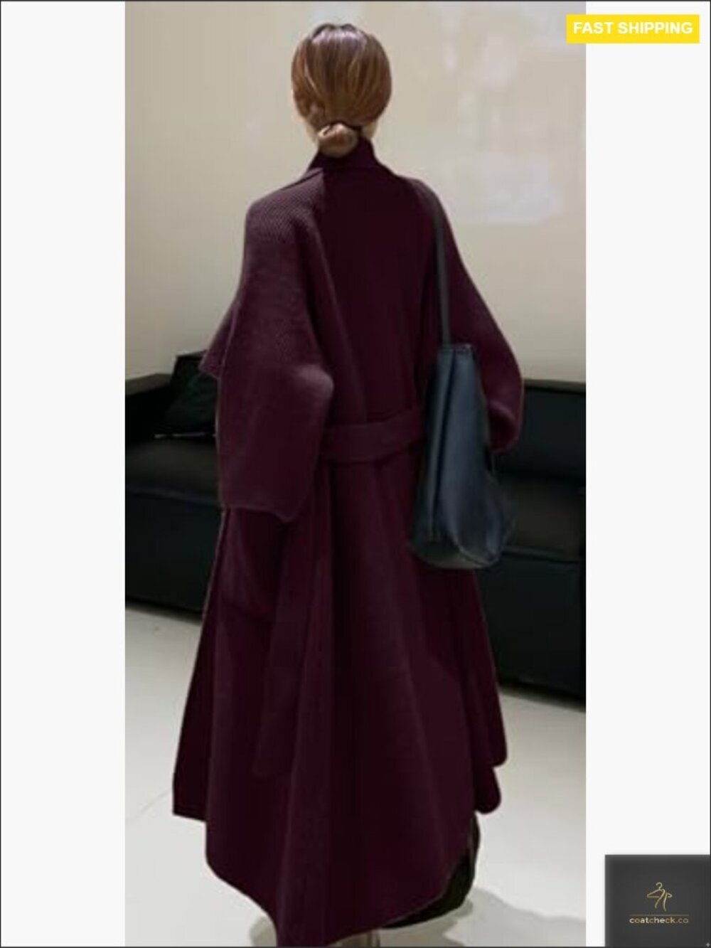 Elegant Lapel Collar Rib-Knit Open Front Cardigan Long Sweater Jacket Overcoat - Picture 3 of 3